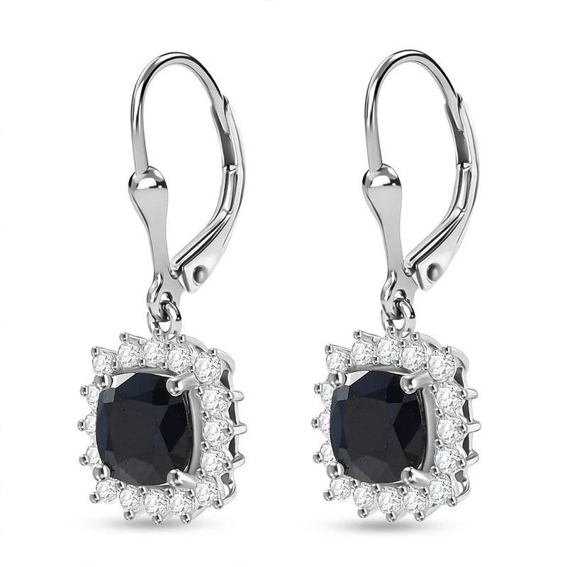 D'Joy AA Diffundierter blauer Saphir, Moissanit Ohrringe 925 Silber rhodiniert ca. 4.31 ct