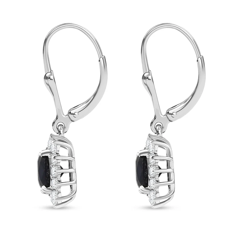 D'Joy AA Diffundierter blauer Saphir, Moissanit Ohrringe 925 Silber rhodiniert ca. 4.31 ct