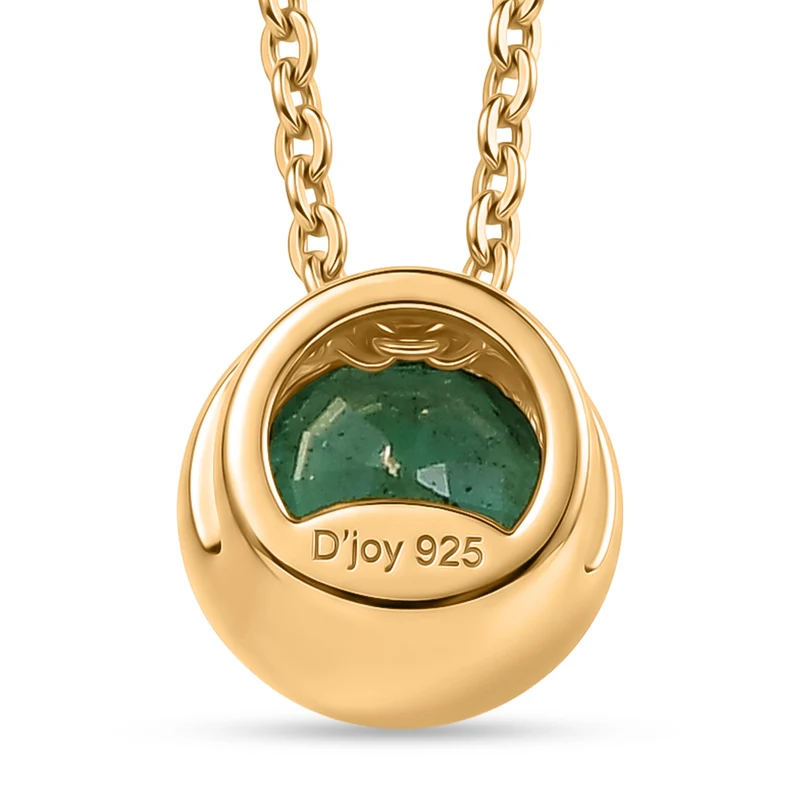 D'Joy AAA Kagem Sambischer Smaragd Schmuckset ca. 50 cm 925 Silber 750 Gelbgold vermeil ca. 0.43 ct