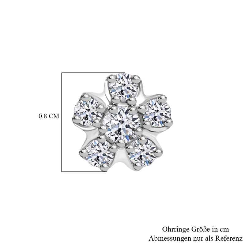 LUXURIANT 0,50 ct. SI-GH Labor Diamant Ohrringe, 925 Silber Gelbgold Vermeil