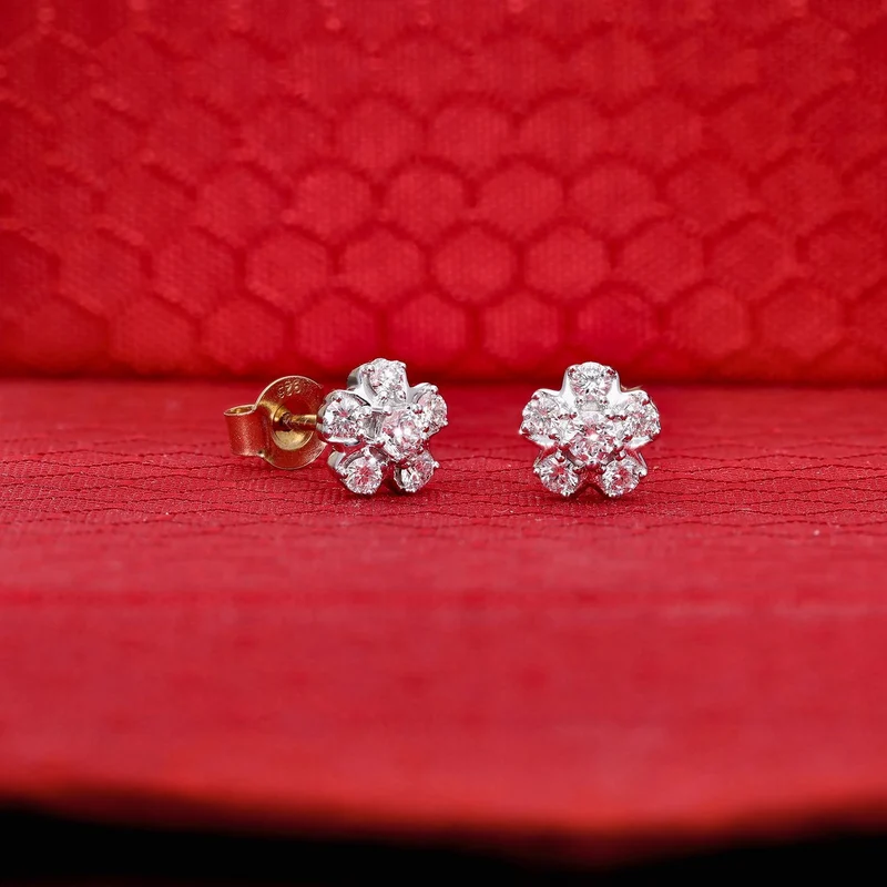 LUXURIANT 0,50 ct. SI-GH Labor Diamant Ohrringe, 925 Silber Gelbgold Vermeil