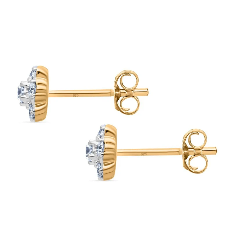 LUXURIANT 0,50 ct. SI-GH Labor Diamant Ohrringe, 925 Silber Gelbgold Vermeil