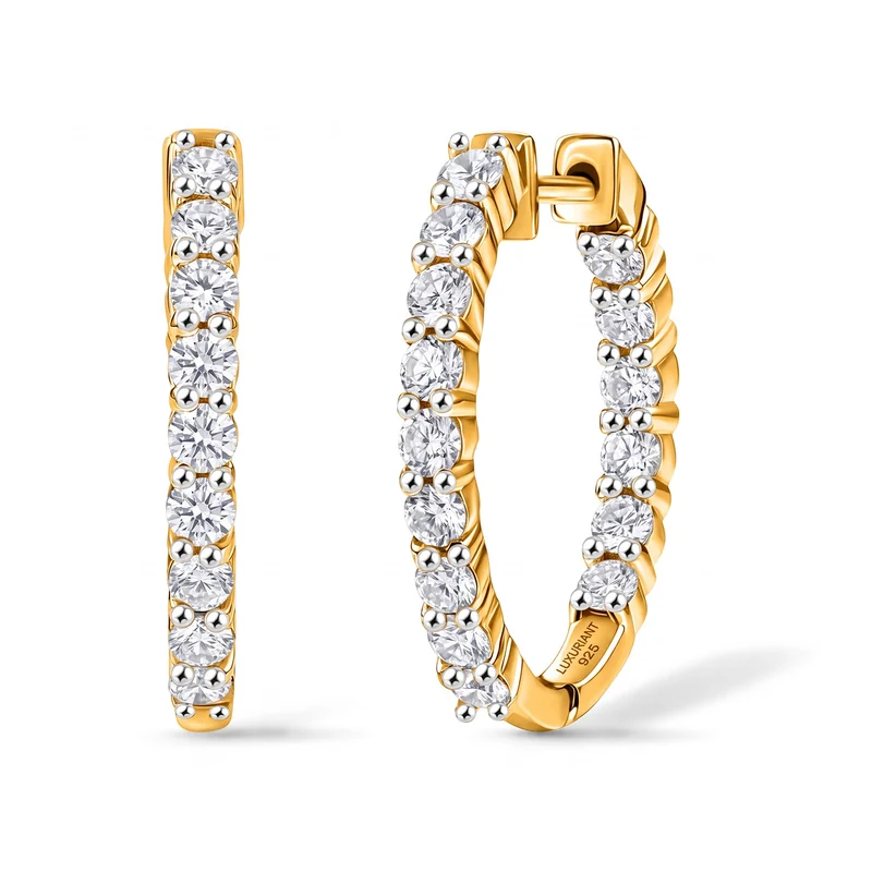 LUXURIANT 2 ct. SGL zertifizierte VS-EF Labor Diamant Ohrringe, 925 Silber 750 Roségold Vermeil