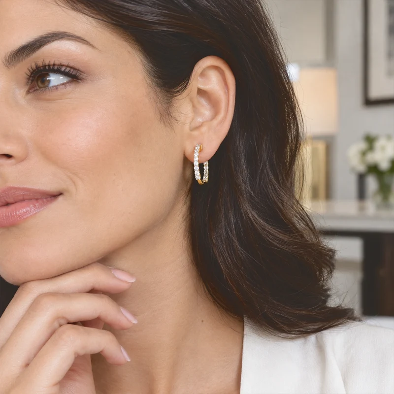 LUXURIANT 2 ct. SGL zertifizierte VS-EF Labor Diamant Ohrringe, 925 Silber 750 Roségold Vermeil