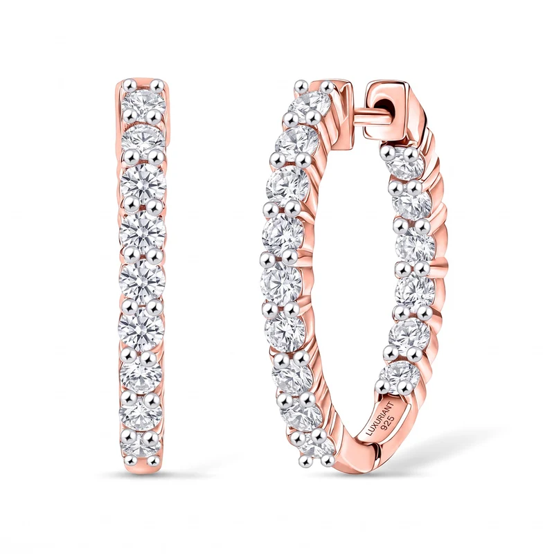 LUXURIANT 2 ct. SGL zertifizierte VS-EF Labor Diamant Ohrringe, 925 Silber 750 Roségold Vermeil