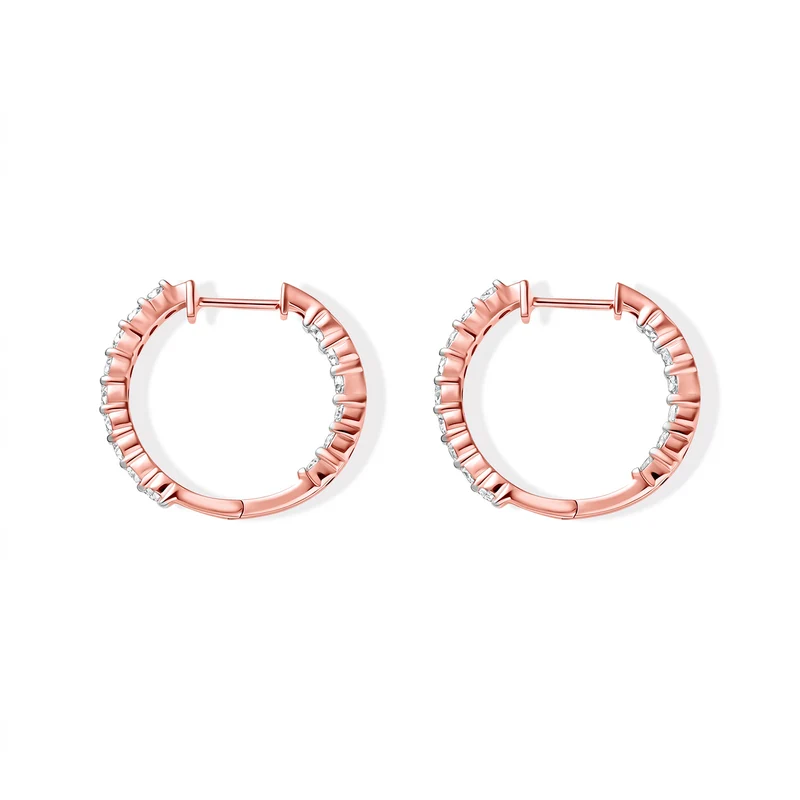 LUXURIANT 2 ct. SGL zertifizierte VS-EF Labor Diamant Ohrringe, 925 Silber 750 Roségold Vermeil