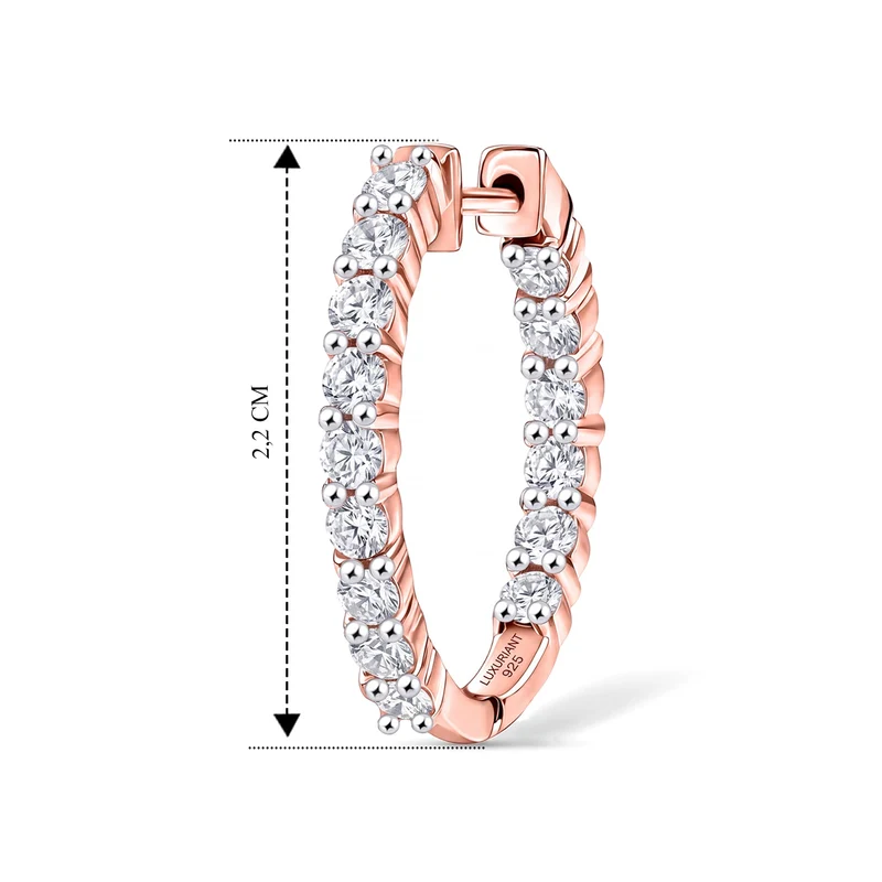 LUXURIANT 2 ct. SGL zertifizierte VS-EF Labor Diamant Ohrringe, 925 Silber 750 Roségold Vermeil