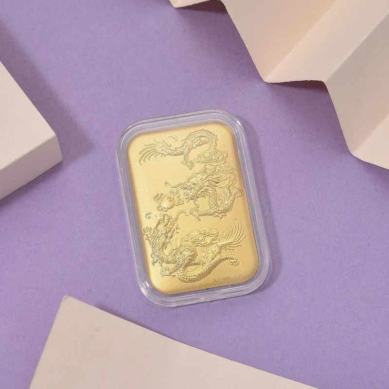 999er Goldfolie mit Doppel-Drachen-Motiv, 10mg