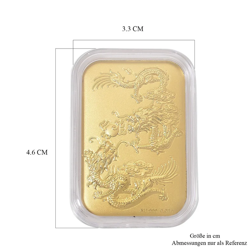 999er Goldfolie mit Doppel-Drachen-Motiv, 10mg