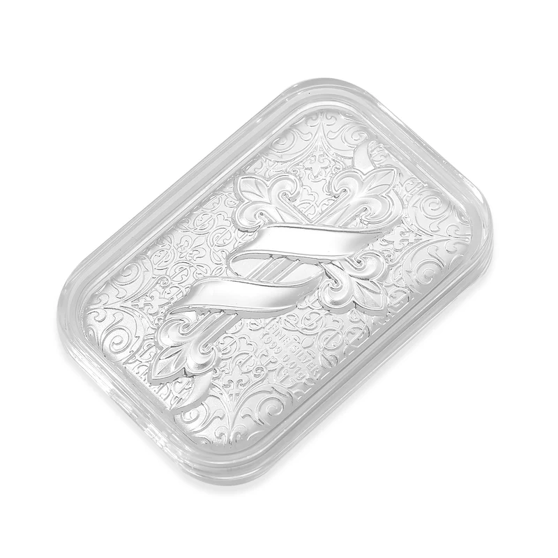 999er Silberfolie mit Kreuz-Motiv, ca. 26x40 mm. ca. 10.00 mg