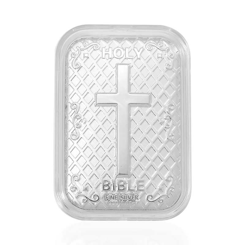 999er Silberfolie mit Kreuz-Motiv, ca. 26x40 mm. ca. 10.00 mg