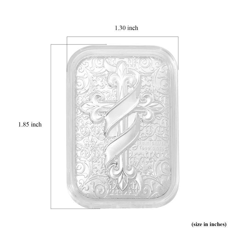 999er Silberfolie mit Kreuz-Motiv, ca. 26x40 mm. ca. 10.00 mg