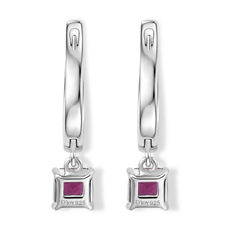 D'Joy AA Afrikanischer Rubin (Fissure gefüllt) Ohrringe 925 Silber Rhodiniert ca. 1,85 ct.