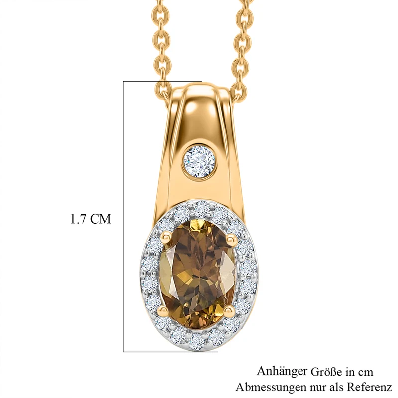 D'Joy AA Natürlicher goldener Tansanit, Moissanit Schmuckset ca. 50 cm 925 Silber 750 Gelbgold vermeil ca. 0.79 ct
