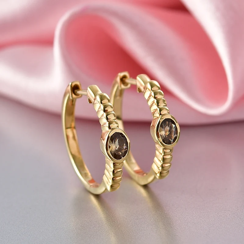 D'Joy AA Natürlicher goldener Tansanit Ohrringe 925 Silber 750 Gelb Vergoldet ca. 0.63 ct