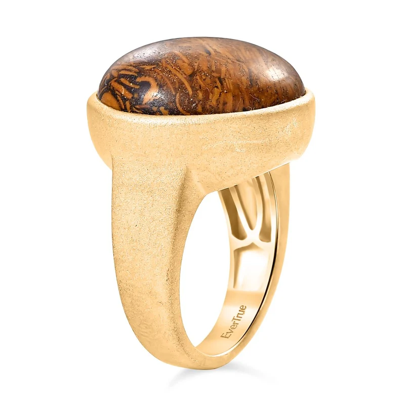 2er Set - Skript Stein Ring und Anhänger, Messing, Größe (19.00), ca. 48,00 ct.