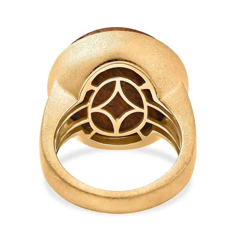 2er Set - Skript Stein Ring und Anhänger, Messing, Größe (19.00), ca. 48,00 ct.
