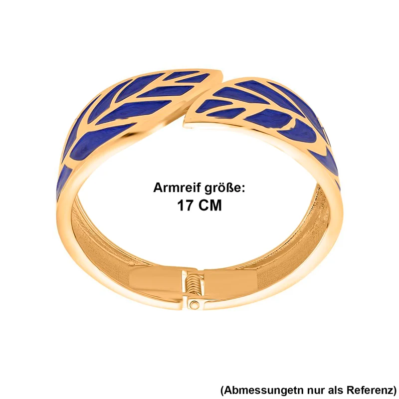 Emaille-Armband in Hellbraun mit goldfarbenem Blattmuster, ca. 17 cm