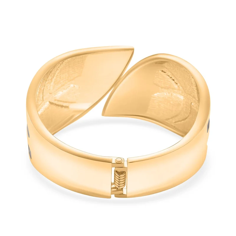 Emaille-Armband in Hellbraun mit goldfarbenem Blattmuster, ca. 17 cm