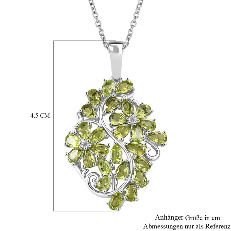 Natürlicher Peridot Anhänger mit Kette, ca. 50 cm 316L Edelstahl ca. 6.18 ct