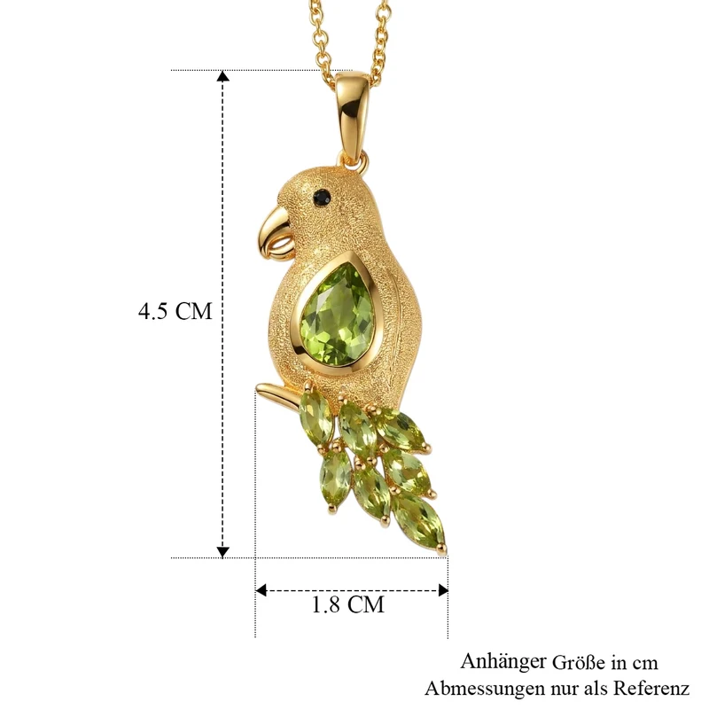 EVER TRUE AA Natürlicher Peridot Anhänger mit Kette, ca. 50 cm ca. 3.72 ct