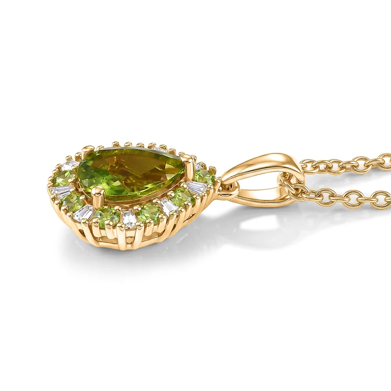 EVER TRUE AA Natürlicher Peridot Anhänger mit Kette, ca. 50 cm ca. 2.32 ct