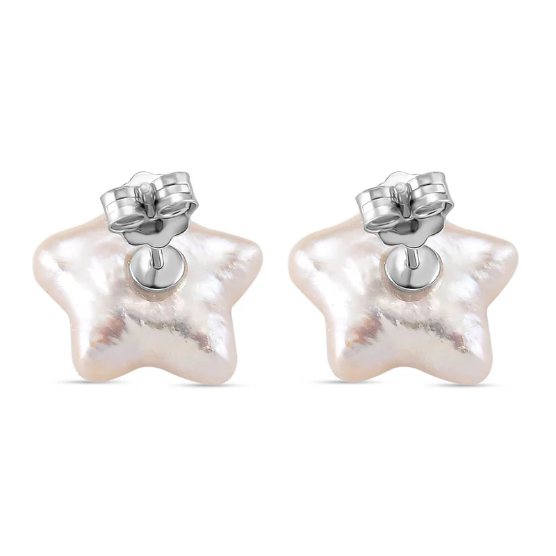Keshi Perle florale Ohrstecker, 925 Silber rhodiniert