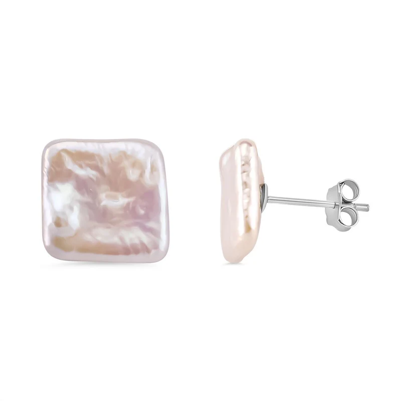 Keshi Perle florale Ohrstecker, 925 Silber rhodiniert