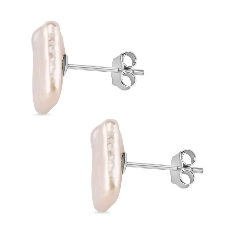 Keshi Perle florale Ohrstecker, 925 Silber rhodiniert