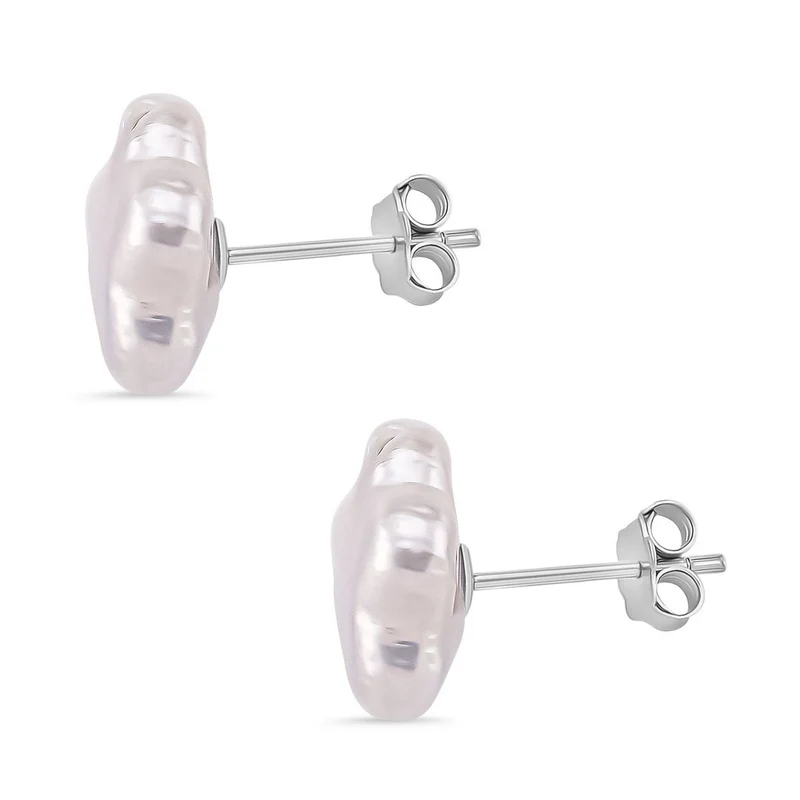 Keshi Perle florale Ohrstecker, 925 Silber rhodiniert