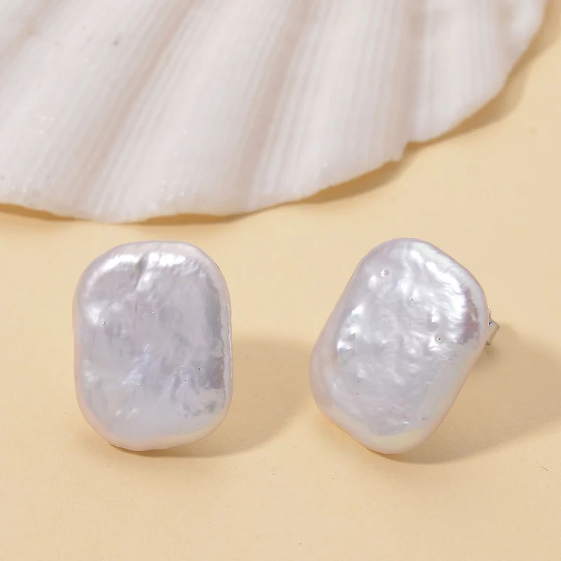 Keshi Perle florale Ohrstecker, 925 Silber rhodiniert