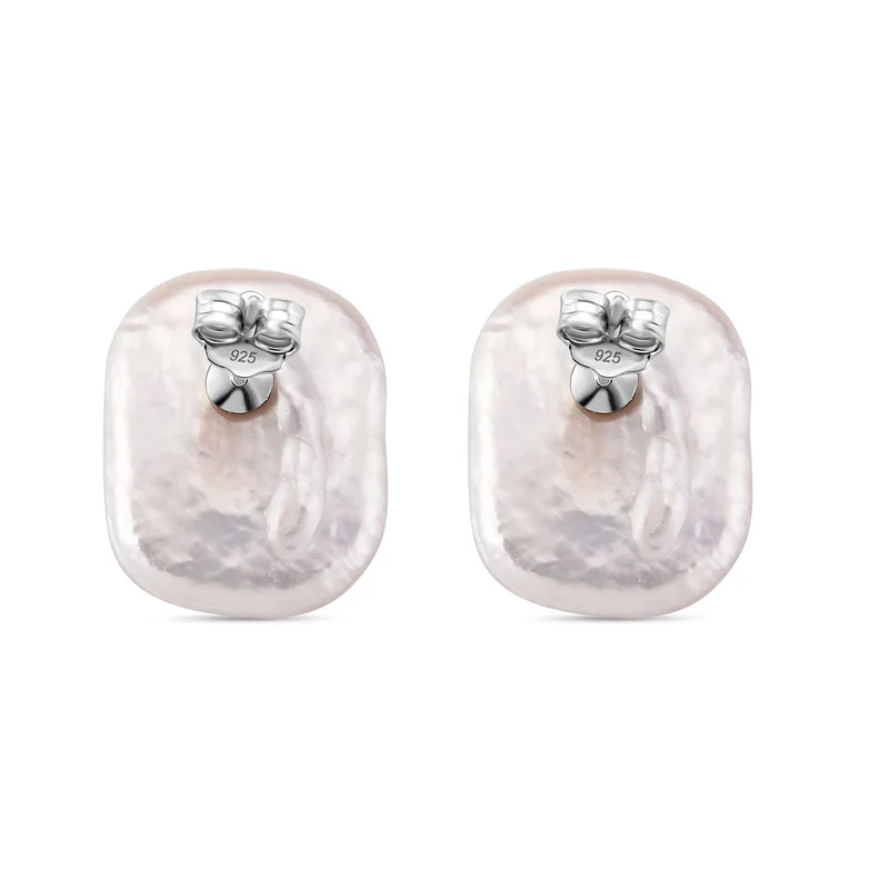 Keshi Perle florale Ohrstecker, 925 Silber rhodiniert
