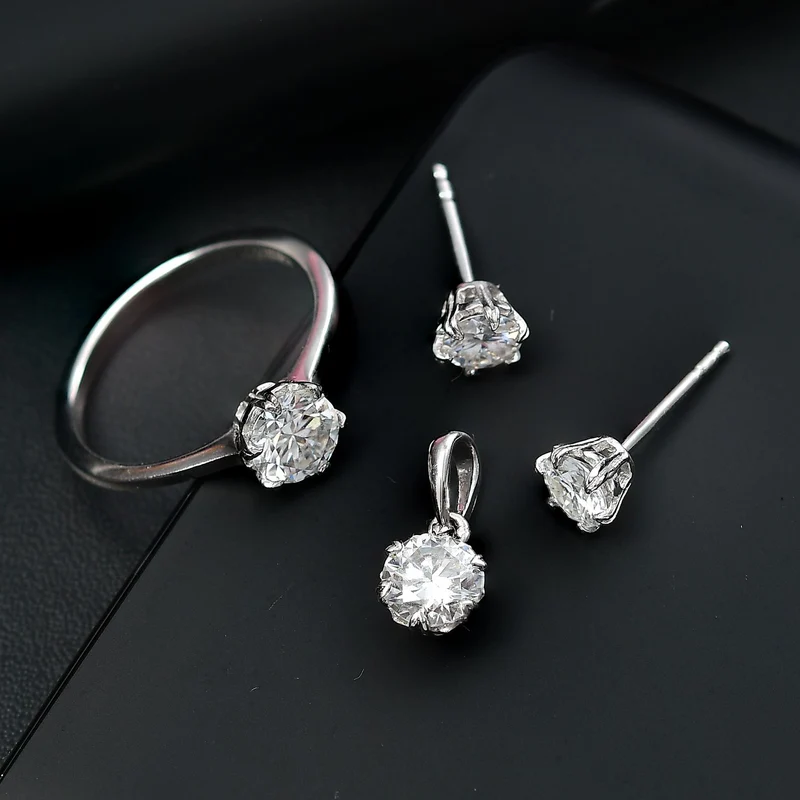 Moissanit Schmuckset 925 Silber rhodiniert ca. 2,48 ct.