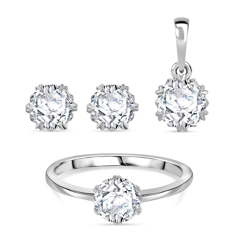 Moissanit Schmuckset 925 Silber rhodiniert ca. 2,48 ct.