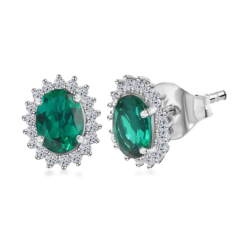 LUXURIANT(10-15 Werktage Lieferzeit) 2,30 ct. AGI zertifizierte AAA Labor Smaragd und Labor Diamant Ohrringe in 417 Weißgold