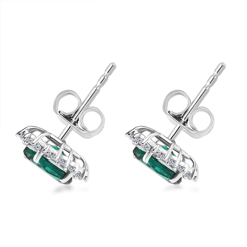 LUXURIANT(10-15 Werktage Lieferzeit) 2,30 ct. AGI zertifizierte AAA Labor Smaragd und Labor Diamant Ohrringe in 417 Weißgold