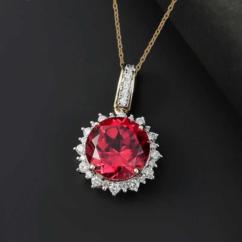 AAA Lab Grown Padparadscha Saphir, Lab Grown Diamant Schmuckset 417 Gold, 417 Gold Gelbes Gold (10-15 Werktage Lieferzeit) ca. 4.27 ct