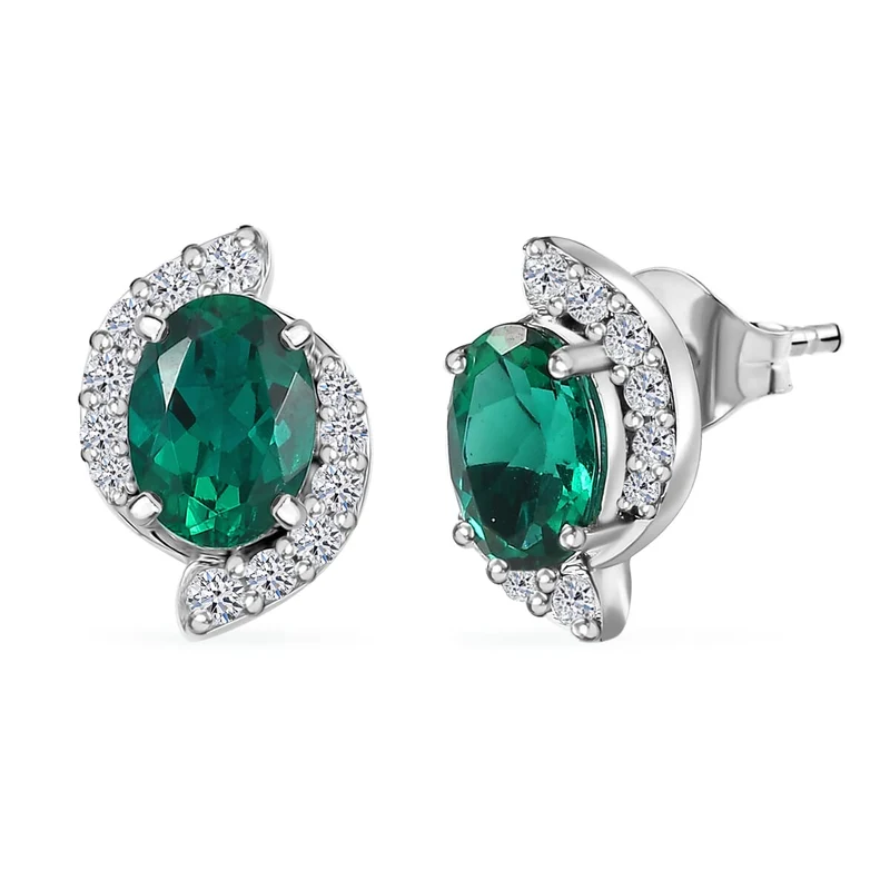 LUXURIANT(10-15 Werktage Lieferzeit) 2,30 ct. AGI zertifizierte AAA Labor Smaragd und Labor Diamant Ohrringe in 417 Weißgold