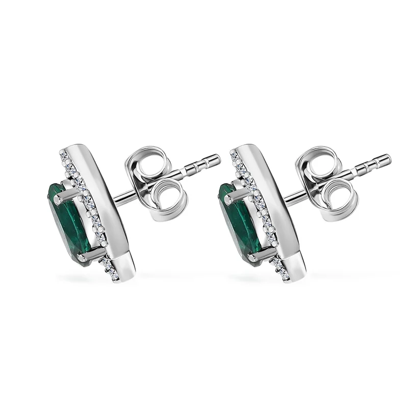 LUXURIANT(10-15 Werktage Lieferzeit) 2,30 ct. AGI zertifizierte AAA Labor Smaragd und Labor Diamant Ohrringe in 417 Weißgold