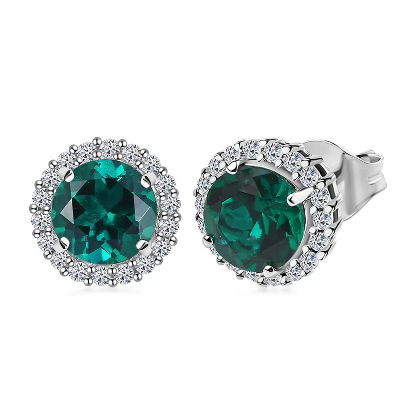 LUXURIANT(10-15 Werktage Lieferzeit) 4,22 ct. AGI zertifizierte AAA Labor Smaragd und Labor Diamant Ohrringe in 417 Weißgold