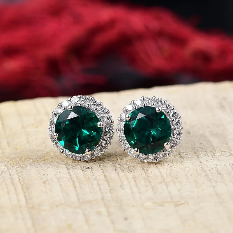 LUXURIANT(10-15 Werktage Lieferzeit) 4,22 ct. AGI zertifizierte AAA Labor Smaragd und Labor Diamant Ohrringe in 417 Weißgold