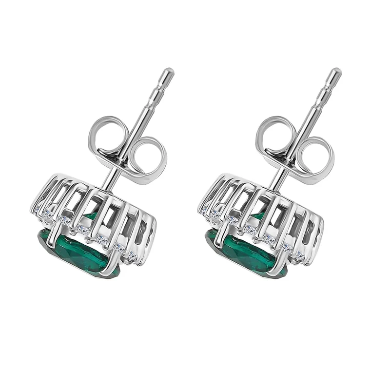 LUXURIANT(10-15 Werktage Lieferzeit) 4,22 ct. AGI zertifizierte AAA Labor Smaragd und Labor Diamant Ohrringe in 417 Weißgold