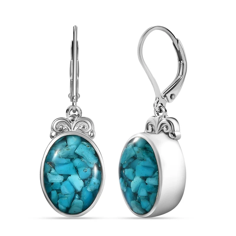 Sleeping Beauty Matrix Türkis Ohrringe 950 Kupfer ca. 9.20 ct