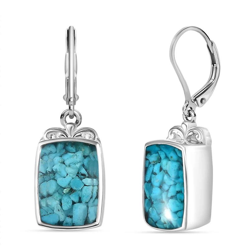 Sleeping Beauty Matrix Türkis Ohrringe 950 Kupfer ca. 9.20 ct