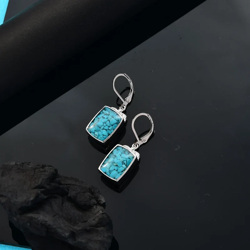 Sleeping Beauty Matrix Türkis Ohrringe 950 Kupfer ca. 9.20 ct