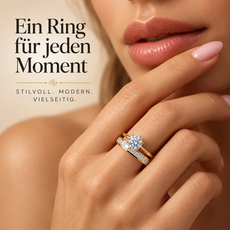 D'Joy 1,57 ct. 2er-Set Moissanit Stacking Ringe, 925 Silber rhodiniert