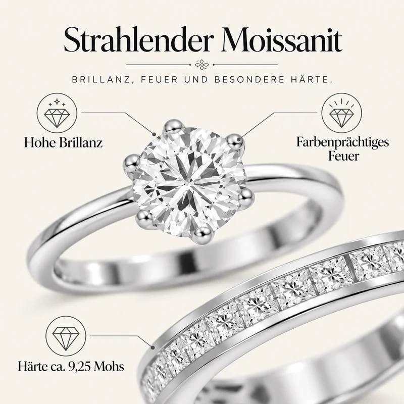 D'Joy 1,57 ct. 2er-Set Moissanit Stacking Ringe, 925 Silber rhodiniert
