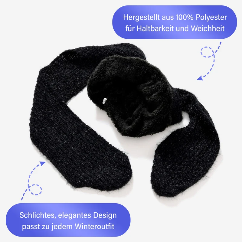 Mützen- und Schal-Set - Beanie und Schal im einfarbigen Design, Winddicht und Wärmend, Mütze: 22 cm, Schal: 83 cm, Rosa