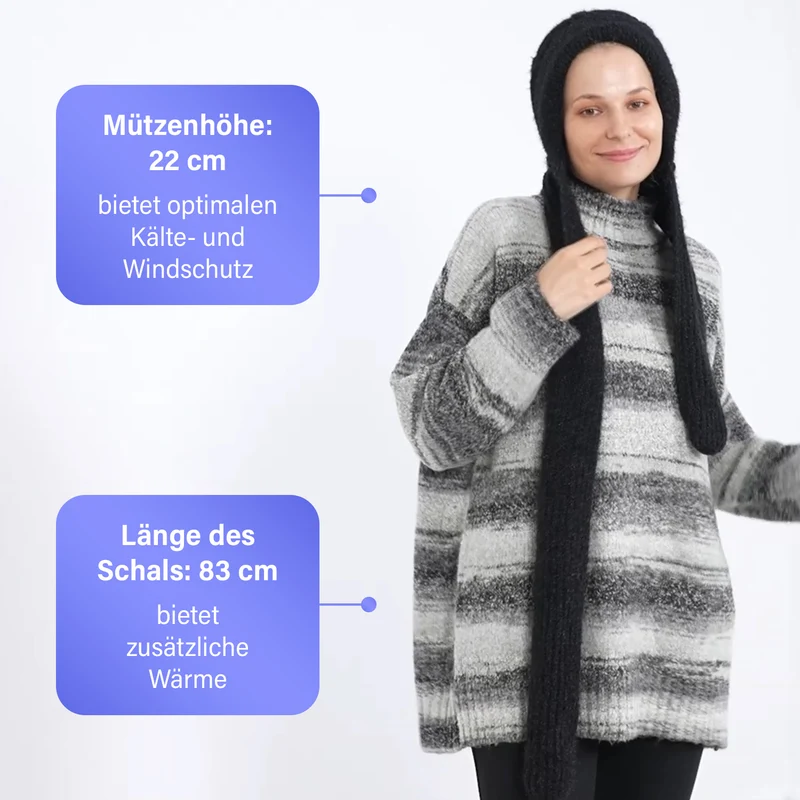 Mützen- und Schal-Set - Beanie und Schal im einfarbigen Design, Winddicht und Wärmend, Mütze: 22 cm, Schal: 83 cm, Rosa
