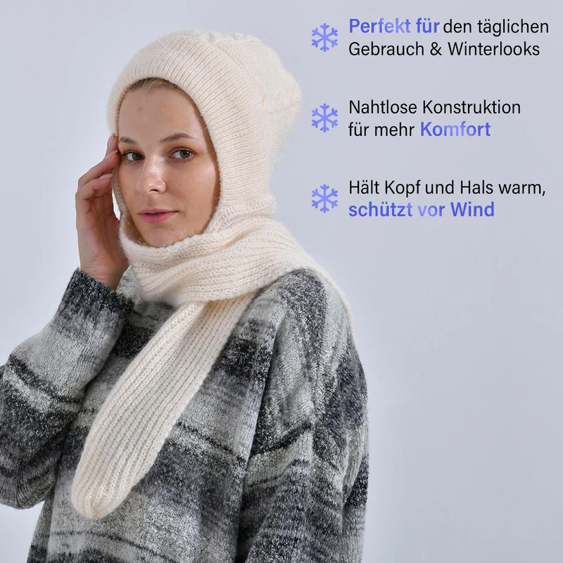 Mützen- und Schal-Set - Beanie und Schal im einfarbigen Design, Winddicht und Wärmend, Mütze: 22 cm, Schal: 83 cm, Rosa